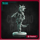 (0198) Female gnoll barbarian worrior with a huge morningstar