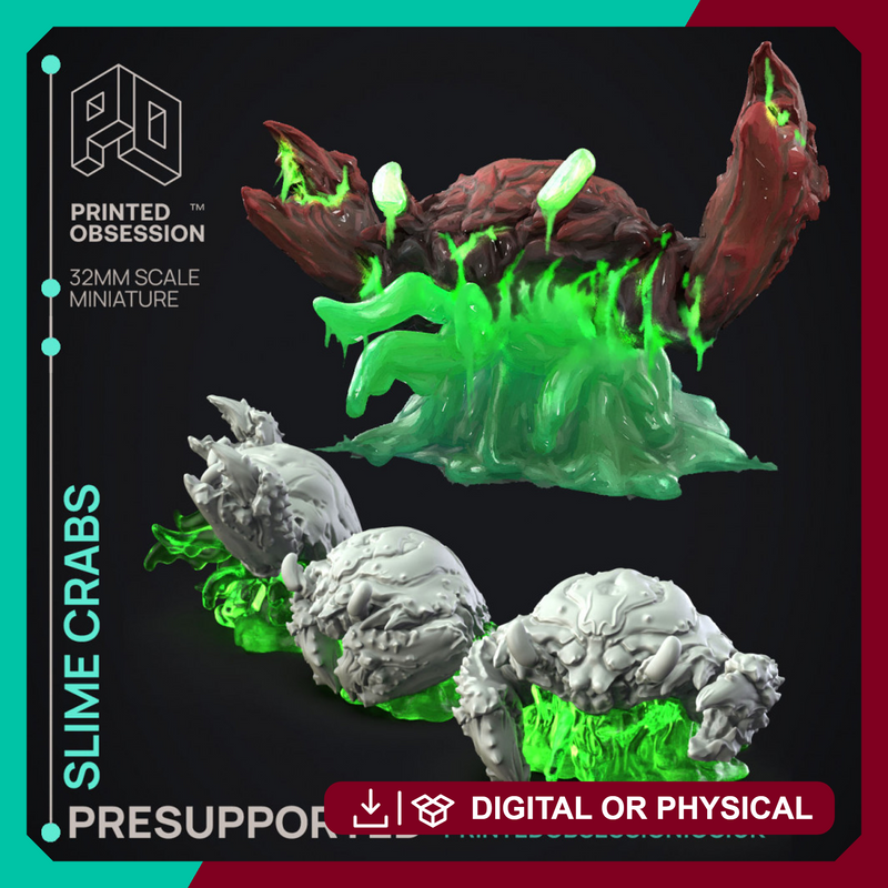 Slime Crabs - 3x Slime Monsters -  PRESUPPORTED - Illustrated and Stats - 32mm scale