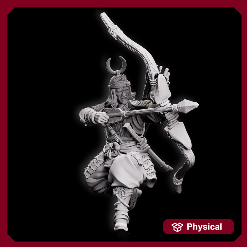 Human Fighter Samurai Sharpshooter, Ranger | Miniature 28mm,32mm,54mm, 75mm,100mm Scale Pathfinder Figure/ DnD Figurine unpainted - Only-Games