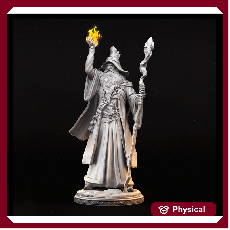 Human Male Wizard, Sorcerer, Warlock PC NPC Miniature | 28mm,32mm,54mm,75mm,100mm Scales | Dungeons and Dragons | Pathfinder | Battle Wizard - Only-Games