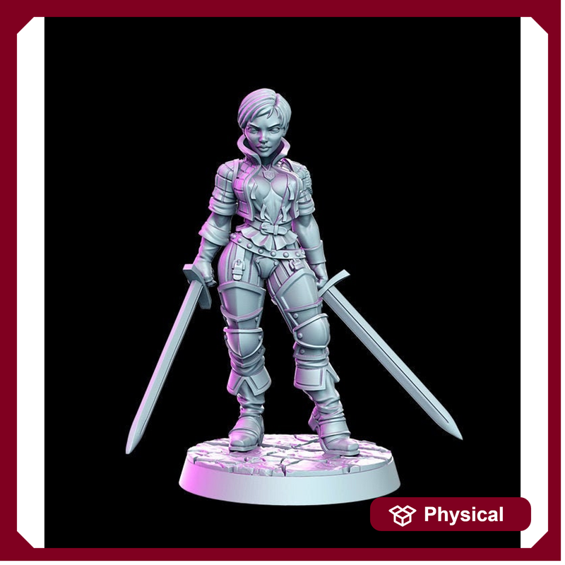 Female Swashbuckler Fighter Rogue Classic JRPG 28mm,32mm,75mm Scale Miniature Unpainted resin Figurine D&D Tabletop Fantasy Miniature Gaming - Only-Games