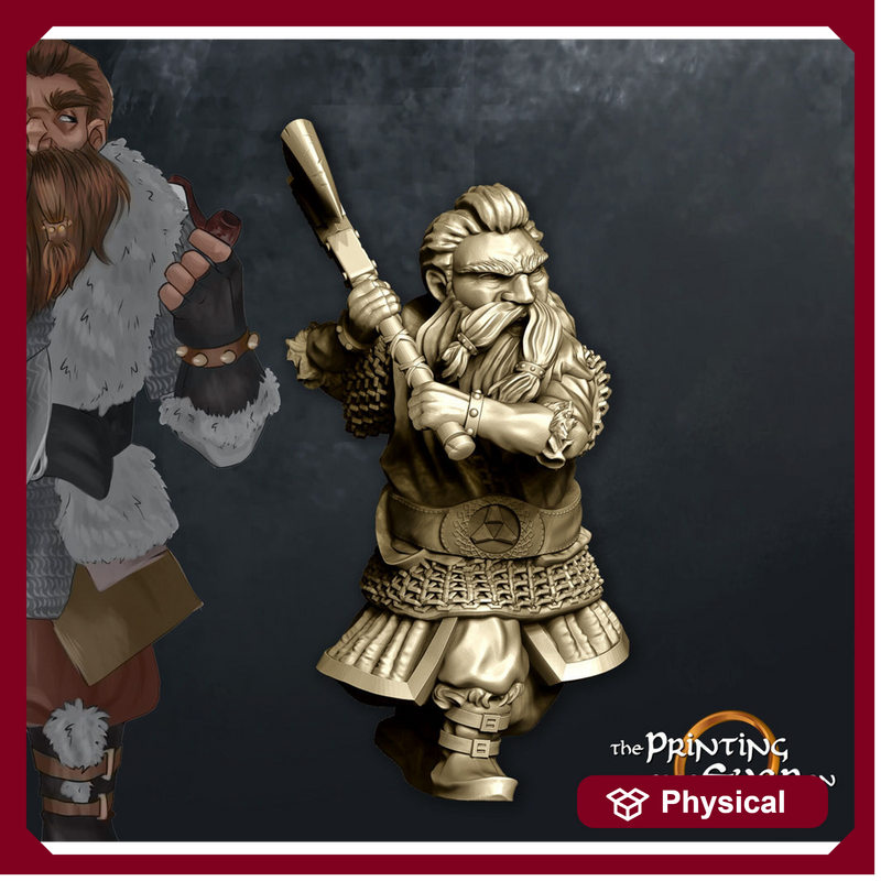 Dwarf Adventurer Miniature Dungeons and Dragons | 28mm, 32mm Scale | Pathfinder Figure | DnD | Dwarf with Axe Figurine unpainted | - Only-Games