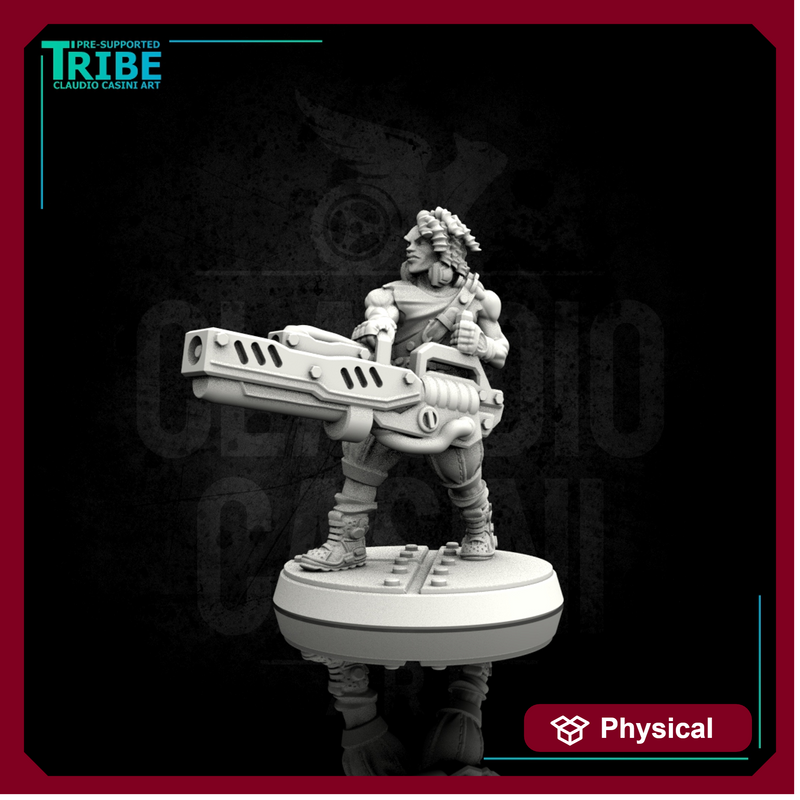 (0117) Male cyberpunk with heavy cannon