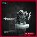 (0288) Male orc barbarian warrior with sword mace club axe and shield