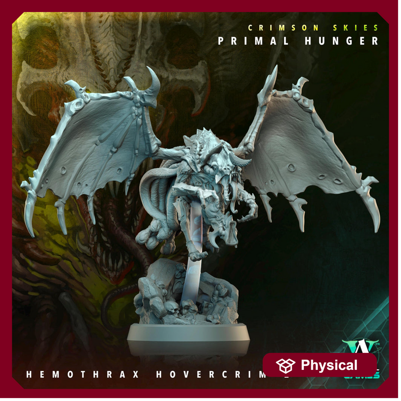 Sci-Fi Flying Insectoid Hemothrax Hovercrim Miniature | 25mm, 40mm, 50mm, 60mm BASE SIZES | Resin Unpainted | Sci-fi Archvillain Games - Only-Games