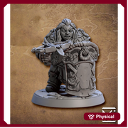 Female Dwarf Fighter Cleric with Crossbow & Tower Shield | 28mm, 32mm, 54mm, 75mm Scale Miniature | Dungeons and Dragons | Artisan Guild - Only-Games