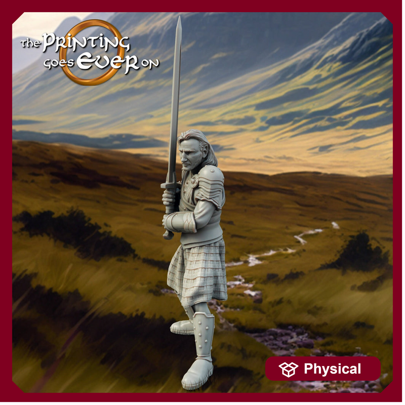 Human Highlander Ranger Fighter | Miniature | 28mm, 32mm, 54mm,75mm,100mm Scale | Pathfinder Figure| DnD | Human Ranger Figurine unpainted | - Only-Games