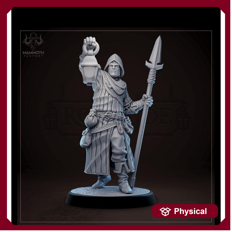 Human Male Fighter, Guard, Ranger with Polearm PC / NPC  | 28mm, 32mm,54mm,75mm,100mm Resin Miniature |Dungeons and Dragons |Mammoth Factory - Only-Games