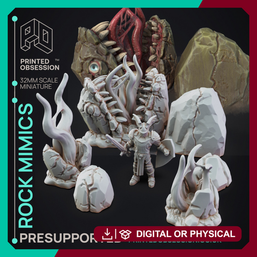Rock Mimics - Enviroment traps - PRESUPPORTED - 32mm Scale - Only-Games