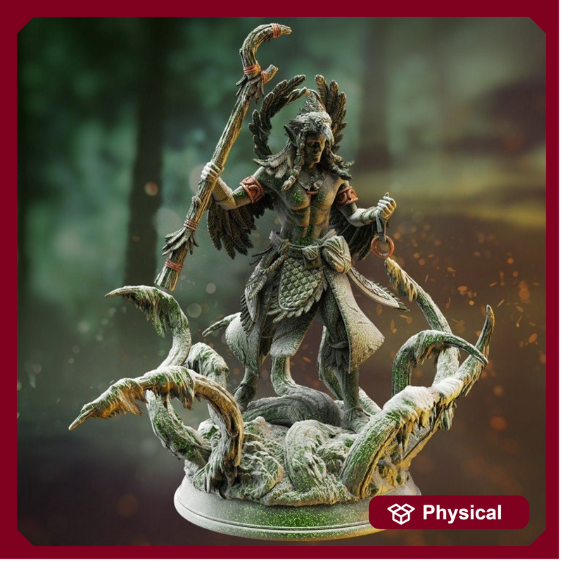 Male Elf Druid Circle of Land with Staff Miniature | 5 Sizes /Scales | Dungeons and Dragons - Only-Games