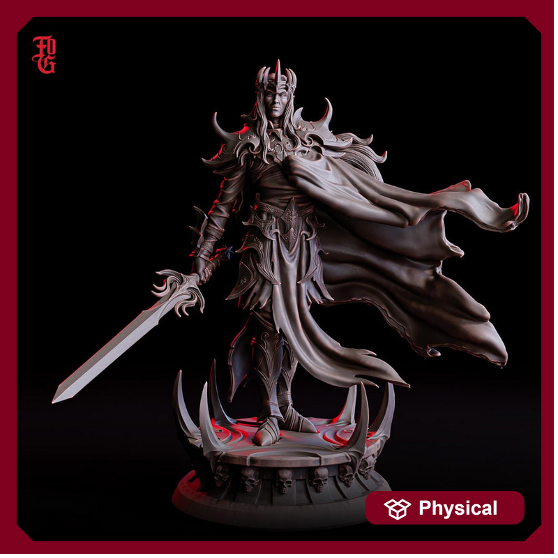Fallen Paladin Shadow Knight Miniature Unpainted Resin D&D 5e Pathfinder 5 Scales Boss Hero - Only-Games