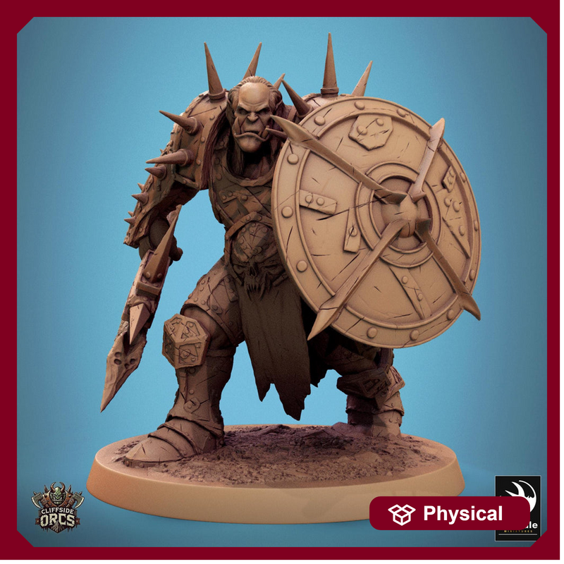 Orc Fighter Barbarian Battle Axe and Shield, Half-Orc | Scales: 28mm,32mm ,,54mm,75mm,100mm  Megaboss | Dungeons & Dragons 5e |Pathfinder - Only-Games