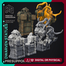 Dwarven Statues - Hidden Mimic - Scrap Wastes -  PRESUPPORTED - Illustrated and Stats - 32mm scale