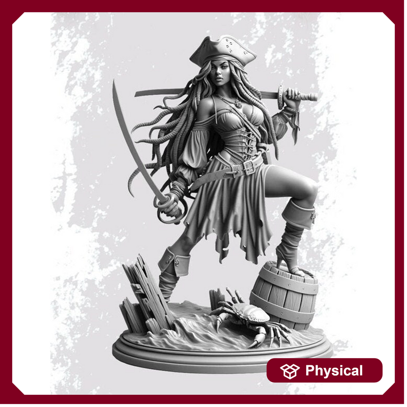 Human Female Pirate, Swashbuckler Rogue, Thief PC NPC Miniature NSFW Topless & Nude versions | 28mm,32mm,54mm,75mm,100mm Scales |DnD 5e - Only-Games