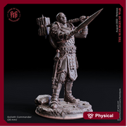 Fighter Battle Master in Armor Sword and Hammer | Dungeons and Dragons | 28mm, 32mm,75mm Scales |Pathfinder |Unpainted Figure| Flesh of Gods - Only-Games