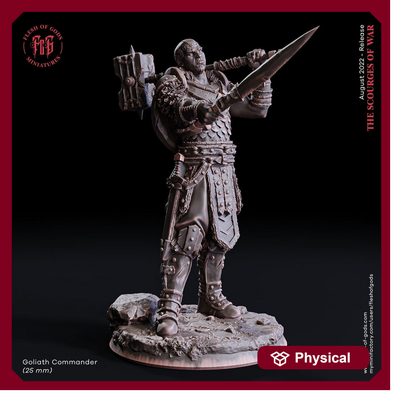 Fighter Battle Master in Armor Sword and Hammer | Dungeons and Dragons | 28mm, 32mm,75mm Scales |Pathfinder |Unpainted Figure| Flesh of Gods - Only-Games