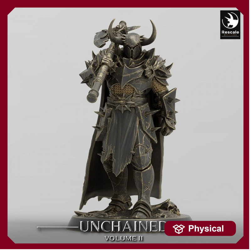 Fighter Axe, Armored Soldier, Oathbreaker Paladin,  Unpainted Miniature| 28mm, 32mm,54mm,75mm,100mm Scales |Dungeons and Dragons Pathfinder - Only-Games