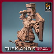 Dwarf Fighter Paladin Hammer n Shield Unpainted Model | 28mm, 32mm,54mm,75mm,100mm Scales | Dungeons & Dragons Pathfinder Rescale Miniatures - Only-Games