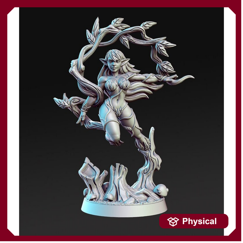 Female Wood Elf Druid, Alura Forest Dryad | 28mm Scale | 32mm Scale | 75mm Scale | Minis - D&D 5e - Pathfinder Sexy Figurine- RN Estudio - Only-Games