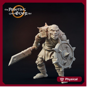 Orc / Half-Orc Fighter Cleaver and Shield Miniature | 28mm Scale | 32mm Scale | 75mm Scale Pathfinder Figure | DnD |  Figurine unpainted | - Only-Games