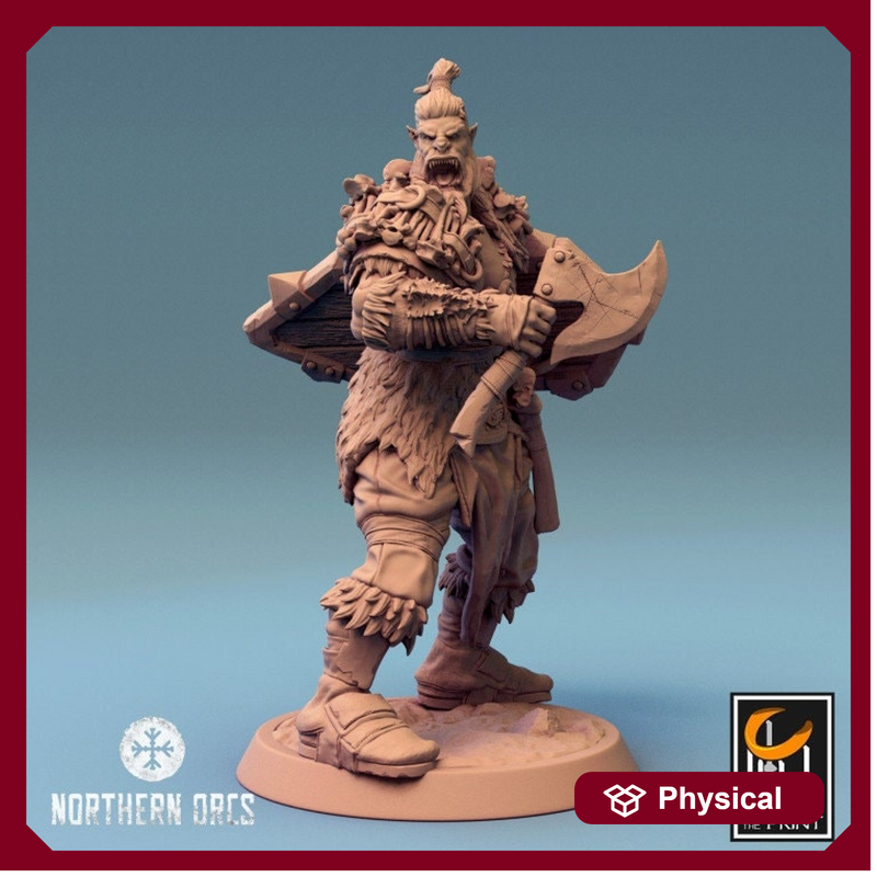 Orc Fighter Barbarian Dual Battle Axes, Half-Orc | Scales: 28mm | 32mm |54mm| 75mm | 100mm  Megaboss | Dungeons& Dragons 5e | Pathfinder | - Only-Games