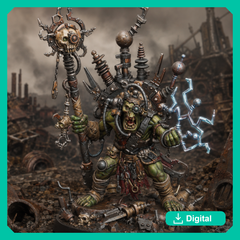 Telly-Porta Skrapp Boy | supported  - Sci-Fi Orc Warlord Miniature | Scrap-Tech| Original Wargaming 40mm