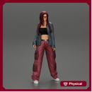 gangster homies lowrider girl posing in long open shirt with long pigtail