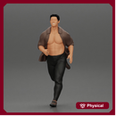 man running in an open shirt, fearing to be arrested