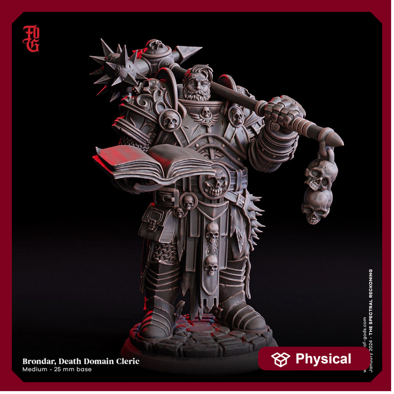 Human Cleric Death Domain, Paladin | 28mm,32mm,54mm,75mm,100mm Scales | Player Character  -D&D 5e Pathfinder Figurine | Flesh of Gods - Only-Games