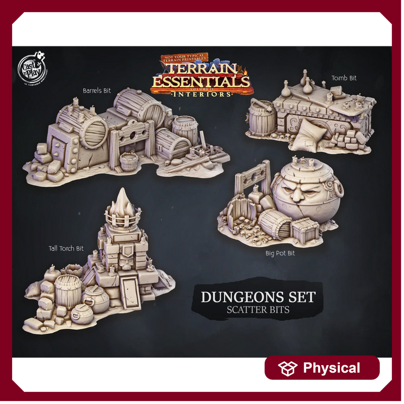 Dungeon Set Scatter Bits Props Terrain | Solid Resin 28mm, 32mm| Dungeons &  Dragons 5e Miniature | Pathfinder RPG Tabletop DnD| - Only-Games