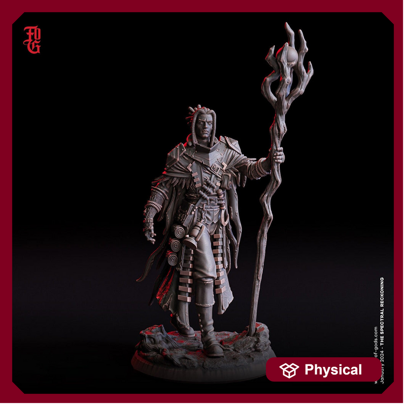 Half Elf Twilight Druid Cleric PC NPC | Resin Miniature 28mm,32mm,54mm,75mm,100mm Scale | Dungeons and Dragons, Pathfinder |Flesh of Gods - Only-Games