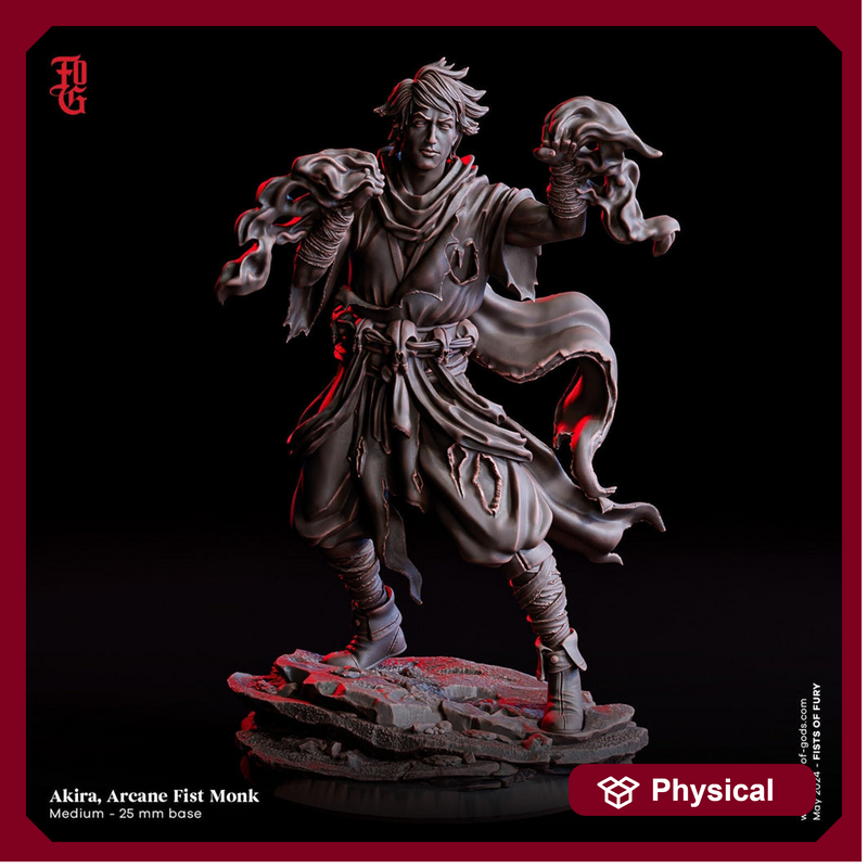 Human Monk PC / NPC DnD 5e | 28mm, 32mm, 54mm, 75mm, 100mm Scale Resin Miniature | Dungeons and Dragons | Flesh of Gods - Only-Games
