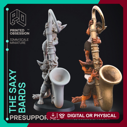 The Saxy Bards - Tabaxi Caravan - PRESUPPORTED - 32mm Scale - Illustrated & Rules - Only-Games