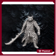 WereFox Fighter Samurai, Fox Folk, Kitsune | DnD Miniature 28mm,32mm,54mm, 75mm,100mm Scale Pathfinder Figure/ DnD Figurine unpainted - Only-Games