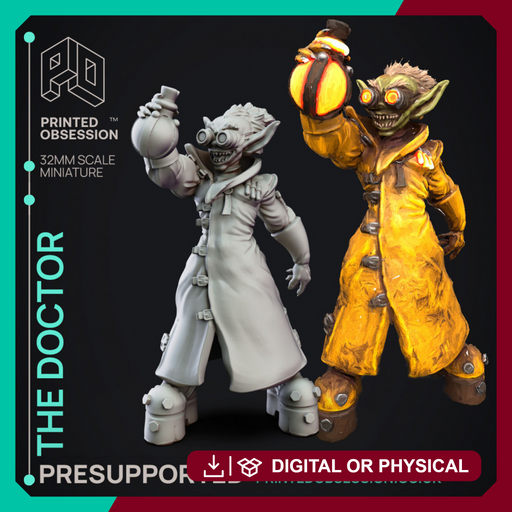 The Doctor - Goblin Alchemist - Goblin Potion Brewer - PRESUPPORTED - 32mm scale - Only-Games