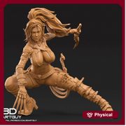 Elf Pinup Female Fighter Assassin Rogue PC or NPC | 28mm, 32mm Scales also 50mm and 100mm | Dungeons and Dragons | Pathfinder | 3DArtGuy - Only-Games