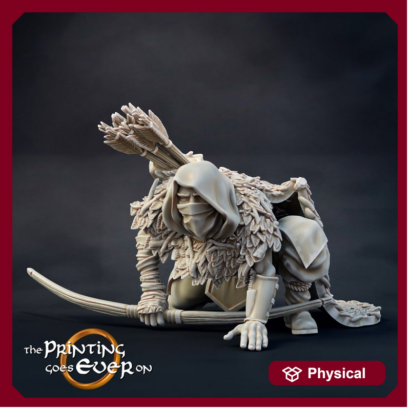 Human Ranger with Bow Tracking Stealth|Miniature|28mm|32mm|54mm|75mm|100mm Scale|Pathfinder Figure | DnD | Human Ranger Figurine unpainted | - Only-Games