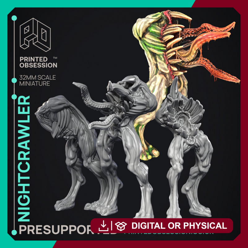 Night Crawler - 3 Models - Cryptids of the Darkwoods -  PRESUPPORTED - Illustrated and Stats - 32mm scale