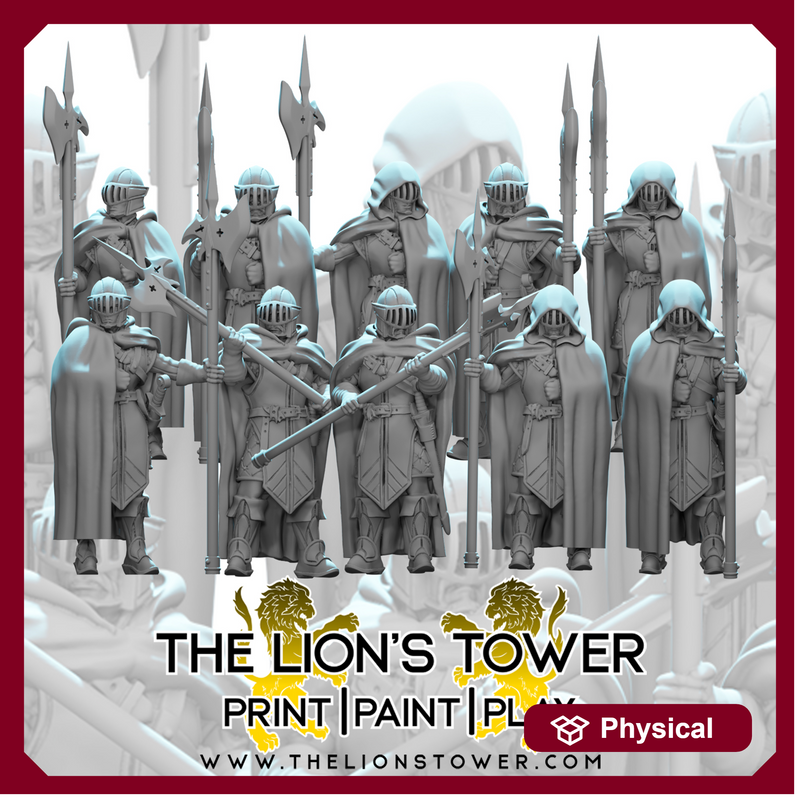 Cloaked Elite Guards - Set of 10 with halberds (32mm scale)