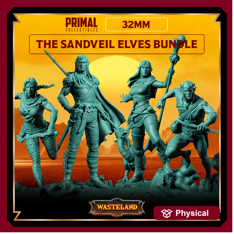 4 miniatures - 32mm - The Sandveil Elves Bundle - Wasteland - Only-Games