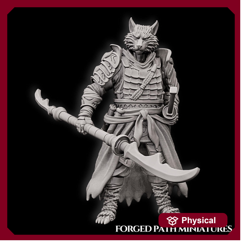 WereFox Fighter Samurai, Fox Folk, Kitsune | DnD Miniature 28mm,32mm,54mm, 75mm,100mm Scale Pathfinder Figure/ DnD Figurine unpainted - Only-Games