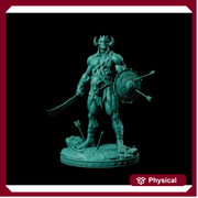 Legendary Barbarian with Sword and Shield | 28mm,32mm,54mm,75mm, 100mm Scale | Resin figurine Statue Miniature | Dungeons & Dragons 5e | - Only-Games