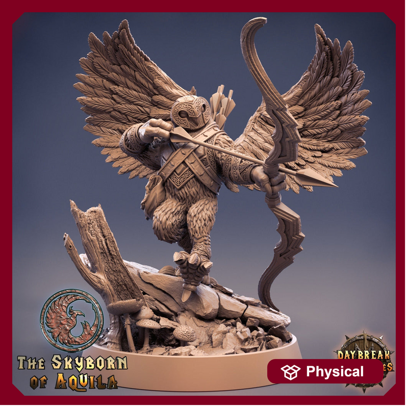 Aarakocra Owlfolk Fighter Ranger Bow Master Sharpshooter | 28mm, 32mm,75mm Scale Resin Miniature |Dungeons and Dragons |Daybreak  Miniatures - Only-Games