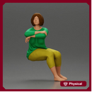 Calm woman sits midair with grace arms folded legs crossed in peace