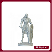 Female Holy Knight Miniature | Sword and Shield Paladin | Resin 28mm 32mm 54mm 75mm 100mm - Only-Games