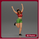 Happy girl in Mini shirt and tennis cap Standing on One Leg