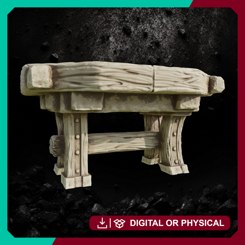 Wood Table 9 - Fantasy Furniture Prop STL, DnD & Wargaming Decor