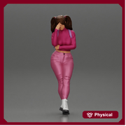 Tearful girl standing in jeans and mini shirt expressing deep sorrow with pigtails - Only-Games