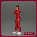 sexy girl in a sports outfit hoodie is standing