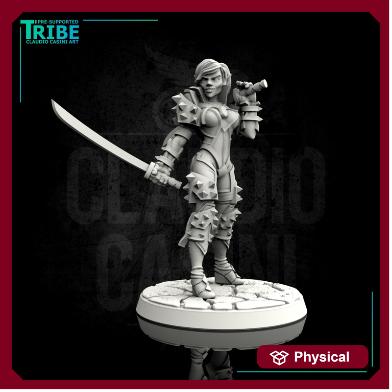 (0078) Female elf human tiefling ninja warrior with katanas